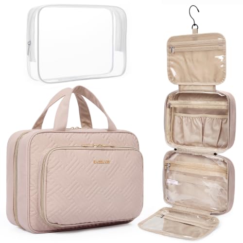 Image of BAGSMART Toiletry Bag Hanging Travel Organizer with TSA Approved Transparent Cosmetic Bag and Detachable Makeup Pouch for Full Sized Toiletries