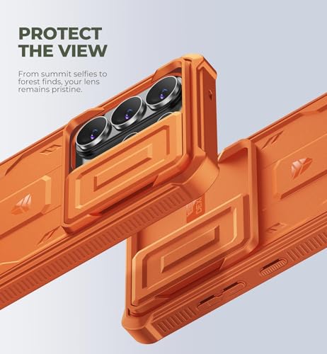 Image of Dexnor for Samsung Galaxy S26 Ultra Case with Upgraded Slide Camera Cover & 2 Front Frames & Built-in Screen Protector & Kickstand, Heavy-Duty Rugged Case Full-Body Protective Cover(2026),Orange