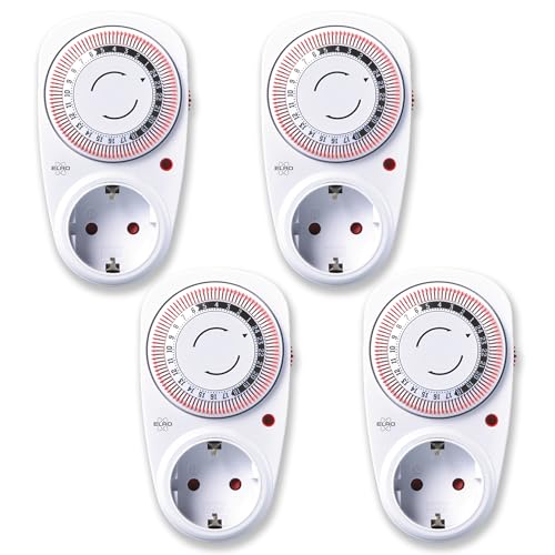 4-Pack ELRO TI1500 Mechanische Zeitschaltuhr | Kompakt |15 Minuten Schaltzeit | Bis zu 3600W | Inneneinsatz