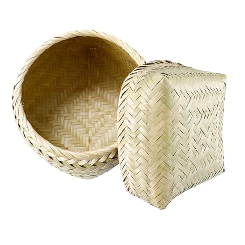 VINTORKY 1pc Bread Box Rattan Woven Fruit Basket Woven Bread Seagrass Basket Woven Baskets with Lids Basket with Lid Storage Baskets Home Kitchen Storage Basket Light Green Wooden
