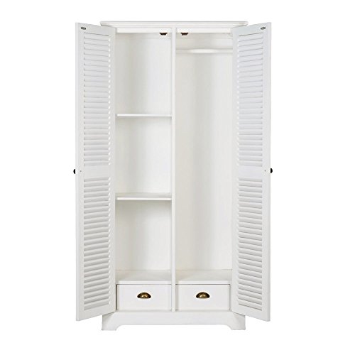 Image of APRODZ Mango Wood Double Doors Multipurpose Storage Montreal Wardrobe Almirah for Living Room | White