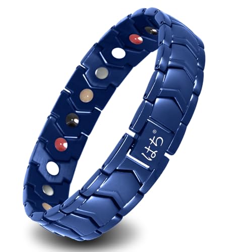HAQI Herren Magnetarmband Gesundheit Energie Magnetfeldtherapie Arthritis Armband für Herren Edelstahl blau