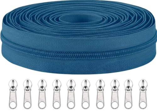 Image of Zipper Roll (Number : 5) 5 Meter with 10 Zip Puller - Two Way Open-Ended Nylon Zipper (Deep Blue, 5 Meter)