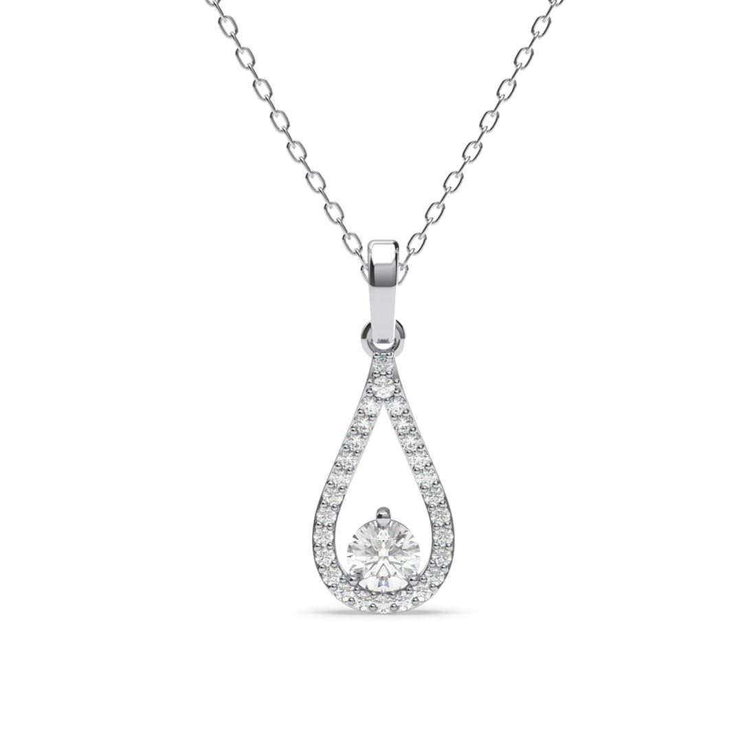 Clara 925 Sterling Silver Teardrop Pendant Chain Necklace | Platinum Plated, Swiss Zirconia | Gift for Women and Girls (B0D9CXYVX5) Amazon Price History, Amazon Price Tracker