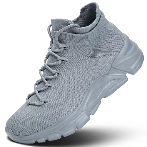 AONEREALRUN Men's Slip On Walking Shoes Running Comfortable Tennis Breathable Lightweight Non Slip Athletic Gym Workout Casual Fashion Sneakers Grey 10