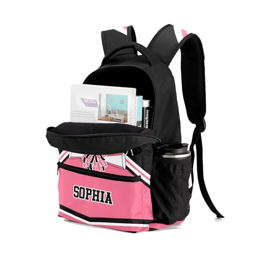 Pink Black Cheerleader Backpack Personalized Waterproof Casual Daypack Gift for Holiday Birthday4