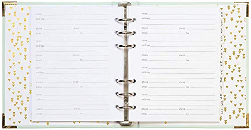 C.R. Gibson Mint Green and Gold Refillable 6-Ring 2019 Address Book, 440 Entries, 6.5\" W x 7.25\" L