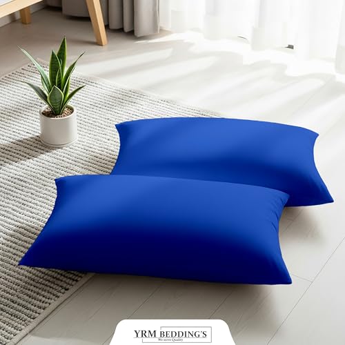 Image of YRM Bedding's - Egyptian Cotton 600TC Pillow Cover | Premium Pillowcases | Luxury Bedding-Export Collection | High Thread Count Durable & Breathable Covers - Royal Blue | [16''x26''] Inches