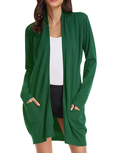 GRACE KARIN Long Cardigans Sweaters for Women Plus Size for Juniors (L,Army Olive)