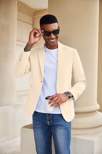 Image of COOFANDY Mens Casual Blazer Slim Fit Suit Jacket One Button Sport Coats | Lightweight Blazer,Real Welt Pocket,Business Casual Wear,Wedding,Prom,Date,Party