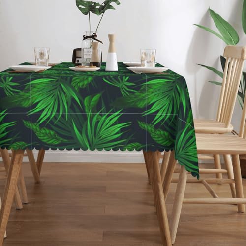 Nappe rectangulaire imprimé plante tropicale verte pour dîner et buffet