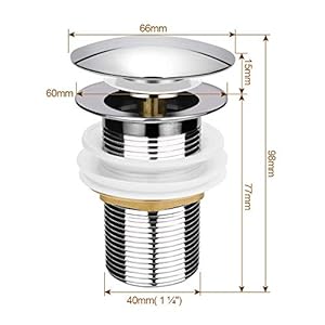 ALTON ALD115 Stainless Steel Pop Up Type Waste Coupling (Chrome Finish, 66 x 66 x 98 mm)