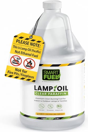 Smart Fuel Paraffin Lamp Oil (128 oz) for Indoor & Outdoor Wick Oil Lamps & Lanterns Clean Burning Low Smoke NOT Bioethanol / NOT for Fire Pits/Fireplaces