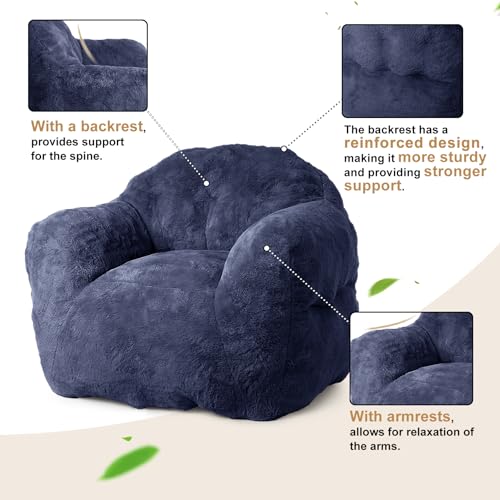 Image of GarveeHome Bean Bag Chair, 39 inch Beanbag Chair Adult Bean Bag Couch with Filler Included, Kids Bean Bag Chair Soft Cozy Beanbag Couch Sofa with Armrests for Dorm Apartment, Navy