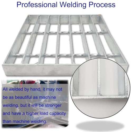 Image of Galvanized Steel Drain Grate, Driveway Channel Cover 10x10 in
