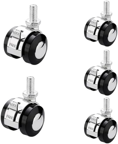 Heavy Duty Office Chair Casters, Quiet Lockable Wheels with Threaded Stem, Replacement Caster Set for Furniture, Workbench & Rolling Chairs