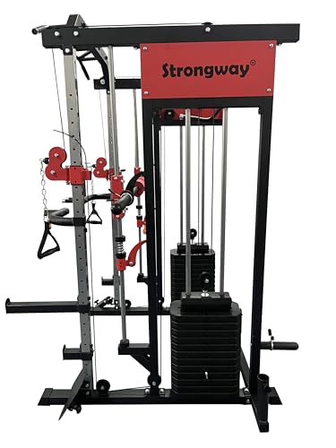 Strongway® Multi Gym Smith Machine with Weights 177KG Weight Stack Included - Multifunction Home Gym Dual Cable Pulley Dip Station Pull Up Bar Strength Training - Image 9