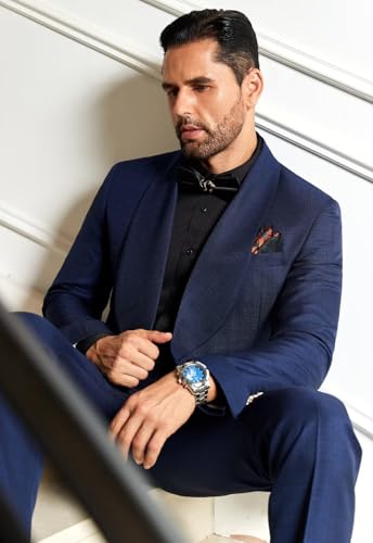 2 Piece Mens Suit Slim Fit Shawl Lapel Tuxedo for Mens Wedding Formal Business Party Prom for Men Blazer Jacket and Pant4