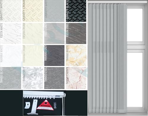 EUROBLINDS - PVC Blackout COMPLETE Vertical Blinds Set - Made to Measure - Headrail & Slats - Wipeable Louvres - 89mm (3.5 inch)