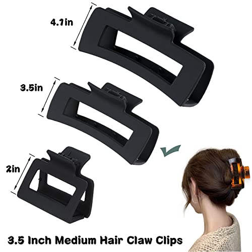 Sisiaipu 3.5 Inch Medium Hair Claw Clips 12 Pcs Rectangular Hair Clips For Thin Hair Square Claw Clips Matte Hair Clips Nonslip Acrylic Banana Jaw Clips Hair Accessories For Women And Girls #TOP2