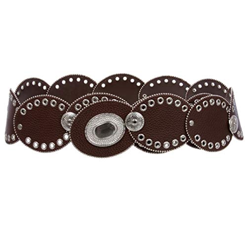 Ceinture en cuir à maillons ovales bohème de 8,9 cm pour marquer la taille sans serrer