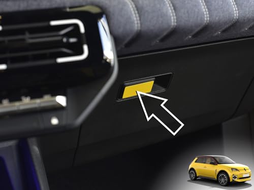 Cubierta de acero para Renault-5 E-Tech | Decoración del compartimento de almacenamiento - Color amarillo | 1 pieza inoxidable 5 R5 Evolution Electric 95 120 150 Urban Range Comfort Techno Iconic
