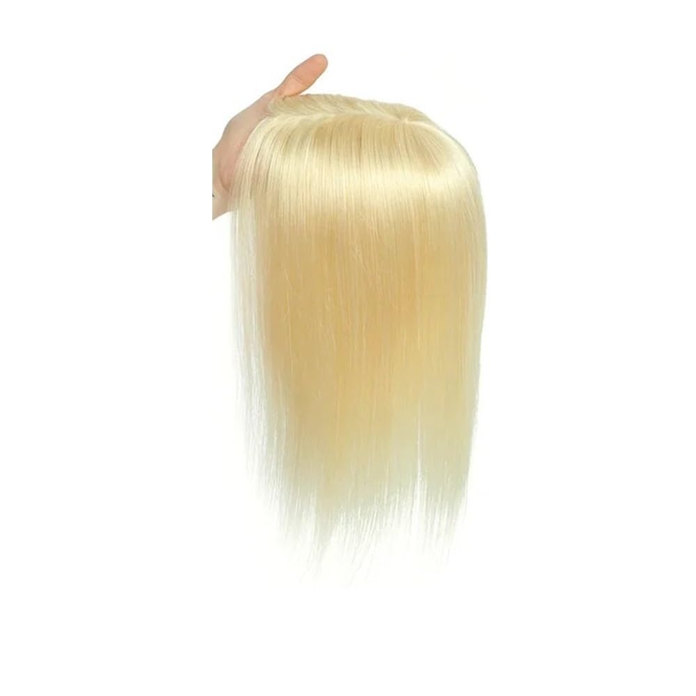 Topper for capelli umani da donna | For diradare i capelli e coprire le radici grigie(Blonde,12 INCH_12X13 CM)