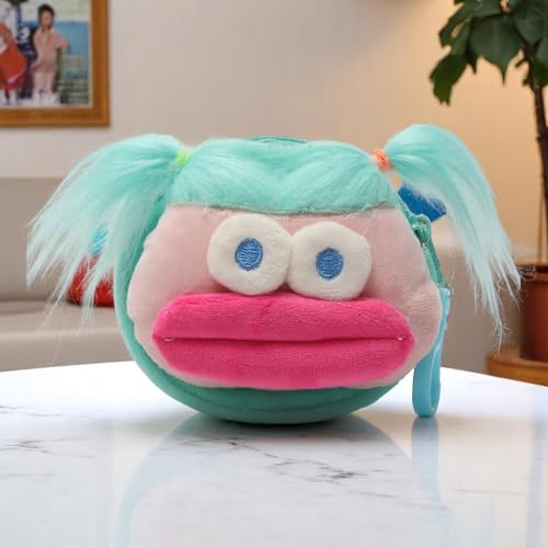 Generic 1Pcs Money Pouch for Traveling Sausage-Lips Braid Cartoon Wallet Plush Green 10x10cm