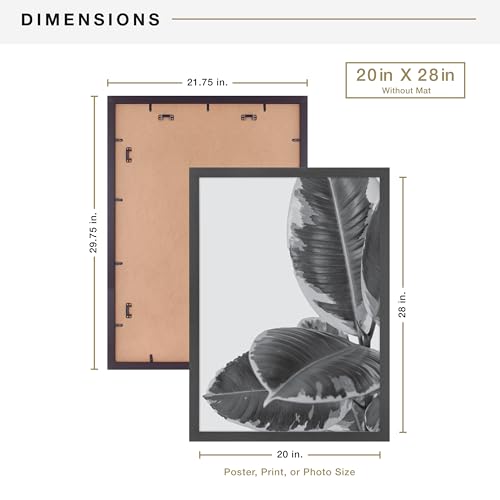 MCS Studio Gallery 20x28 Matted Poster Frame with 16x24 Picture Display, Black Woodgrain Vertical & Horizontal Wall Hanging Large Picture Frame for Photos, Posters & Art Prints (1-Pack)