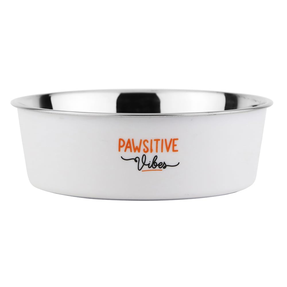 Nobby Fusion Stainless Steel Bowl Non-Slip Diameter 20 cm Approx. 1800 ml White