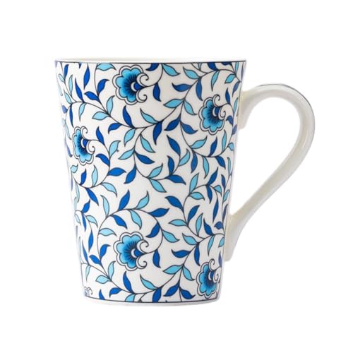 Image of GOLDEN QUEEN'S Mugs Set of 2 for Coffee, Tea, Milk - Ideal for Your Daily Beverage Ritual, Hosting & Casual Gatherings (Blue Vine Whispers)