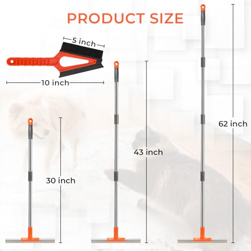 Image of Ajimy Carpet Rake for Pet Hair Removal 62'' Adjustable Long Handle Dog /Cat Hair Carpet Rake,Carpet Scraper for Rug Stairs Couch Furniture