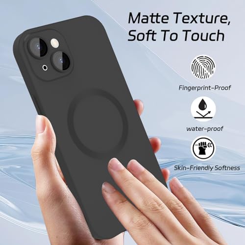 Image of Vaku Luxos Soft Silicon Mag-Safe Back Cover for iPhone 15 Full Lens Protection Silicon Case Scratch Resistant Slim Thin Military-Grade Protection - Black