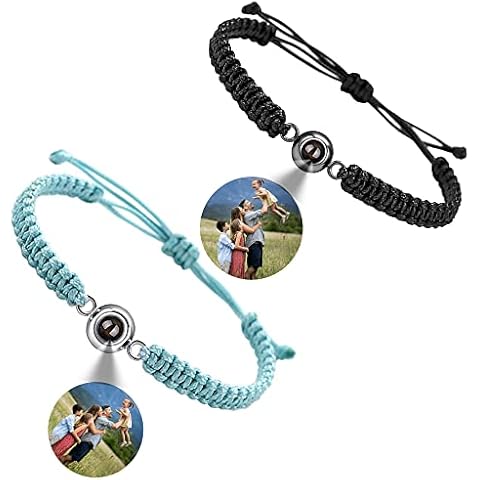 Smarow Matching Bracelets for Couples, Personalized with Picture inside Couples Bracelets, Custom Projection Bracelets with Personalized Photo Bracelets, adjustable, Titanium Steel, Quartz Cover