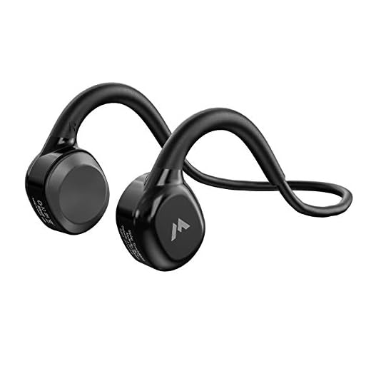 Wireless Bone Conduction Headphones Bluetooth 5.0 Open Ear Sports Headset with Mic Sweatproof for Running, Bicycling, Hiking (Black)