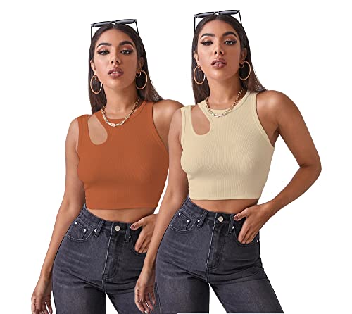 Image of Shasmi Women Crop Top, Ribbed, Stylish Tank Top, Soft and Comfy Fabric has Some Stretch