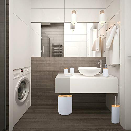 ZEENEEK Bathroom Accessories Set, 6pcs Bathroom Accessories Toothbrush Holder, Toothbrush Cup, Soap Dispenser, Soap Dish, Toilet Brush Holder,Trash Can, for Home, Apartment, Dormitory etc - Thumbnail 5