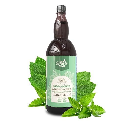 Blue Nile Foods Barista Peppermint Coffee Syrup Sugar Free Syrup Keto Friendly Gift Calorie/Sugar Free Coffee Syrups for Drinks (Hot/Iced) 1L