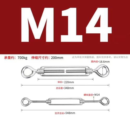 Tensor de cable con gancho M14 de acero inoxidable BHYTAF para ajuste de tensión miniatura 2