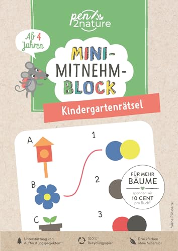 Mini-Mitnehm-Block Kindergartenrätsel: Rätsel-Mix und spielerischer Lernspaß im handlichen Mini-Format | perfekte Kinderbeschäftigung für unterwegs | Ab 4 Jahren