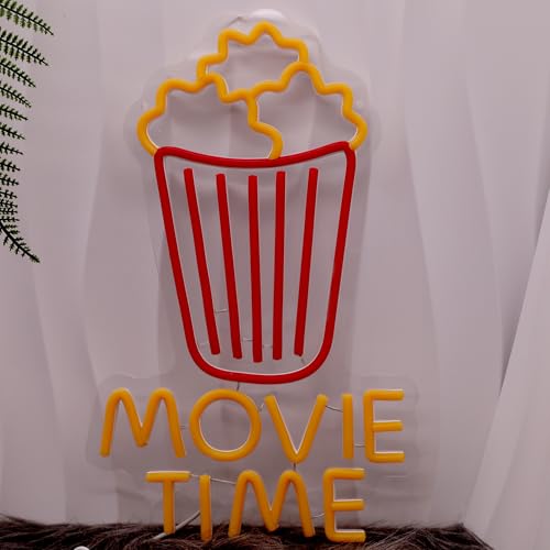 Image of Movie Time Neon Sign LED Light Sign for Movie Room Bedroom Wall Decor | Cinema Theme Wall Decor with USB Powered LED Lighting for Bedroom, Movie Room and Entertainment Space