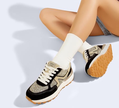 Image of LUCKY STEP Women's Retro Fashion Casual Sneakers | Platform Classic Trendy Trainning Anti-Slip Tennis Travel Walking Shoes