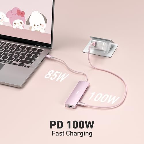 BENFEI 7-in-1 USB C Hub with HDMI(4K@60Hz), 2 USB-A, 1 USB-C Data, 100W Charge, SD/TF Card Reader, Silicone Tangle-Free Cable Compatible with MacBook Pro/Air, iPad Pro, iMac, iPhone 15 Pro/Pro Max