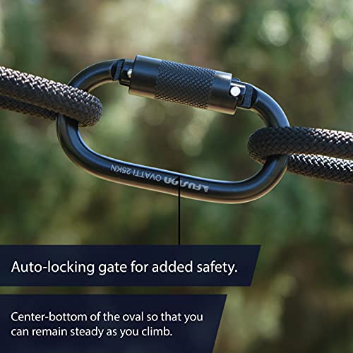 Fusion Climb Ovatti Steel Auto Lock Oval-Shaped Carabineer Black (Fp-9108-Blk-10P) #TOP4