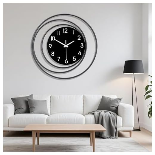 16inch Decorative Wall Clock, Silent Non-Ticking Quality Quartz Battery Operated, Large Wall Clock for Living Room Kitchen Home Bathroom Bedroom Wall Decor, Black