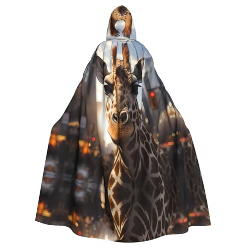 LPLSNWS Mens Hooded Cloak Giraffe Print Adult One Size Polyester Cape for Halloween Cosplay Costume Parties