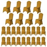 WedDecor Lycra Housses Chaise Étirables Lycra Housse pour Banquet Mariages, Conférences, Fêtes, Amovible, Lavable Protection Housses, 100pcs - Or Léger