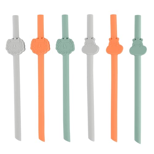 Chicco Pajitas de silicona reutilizables | ecológicas | Construcción de silicona suave de grado alimenticio | Sin BPA | Paquete de 6 con cepillo de limpieza incluido | Paquete variado