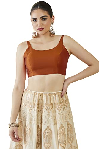 Image of Soch Womens Taffeta Solid Sleeveless Padded Blouse