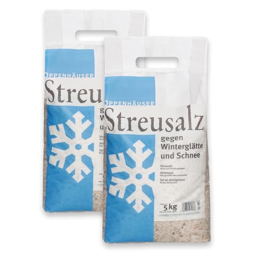 OPPENHÄUSER Premium Auftausalz 10kg deutsches Qualitäts-Streusalz für zuverlässige Eis- und Schneebeseitigung - 2x 5kg